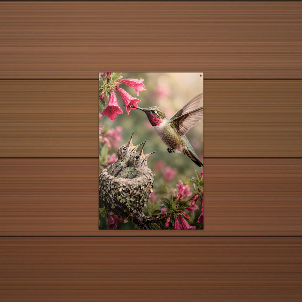 Hummingbird Nest Hummingbird Metal Sign Aluminum Sign — lifestyle setting