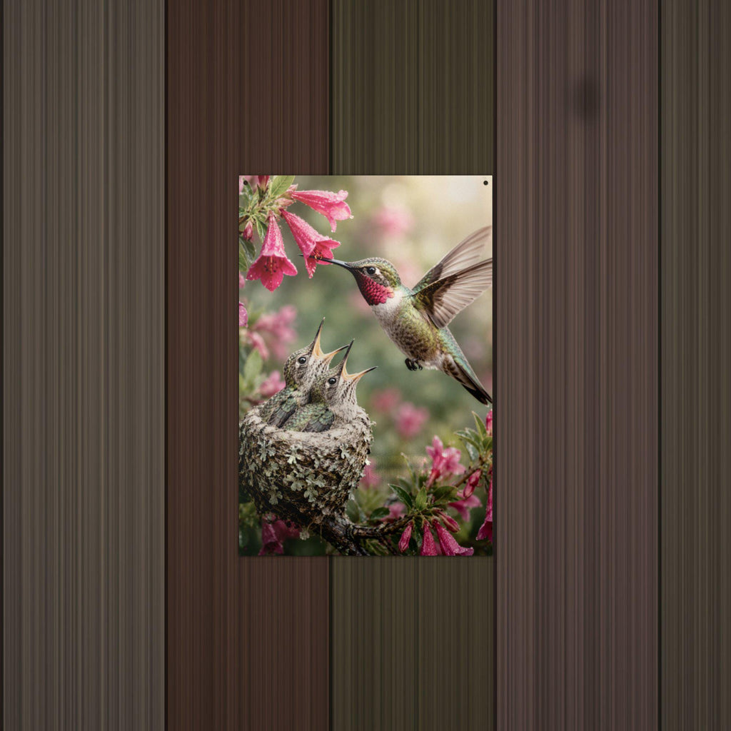 Hummingbird Nest Hummingbird Metal Sign Aluminum Sign — detail view