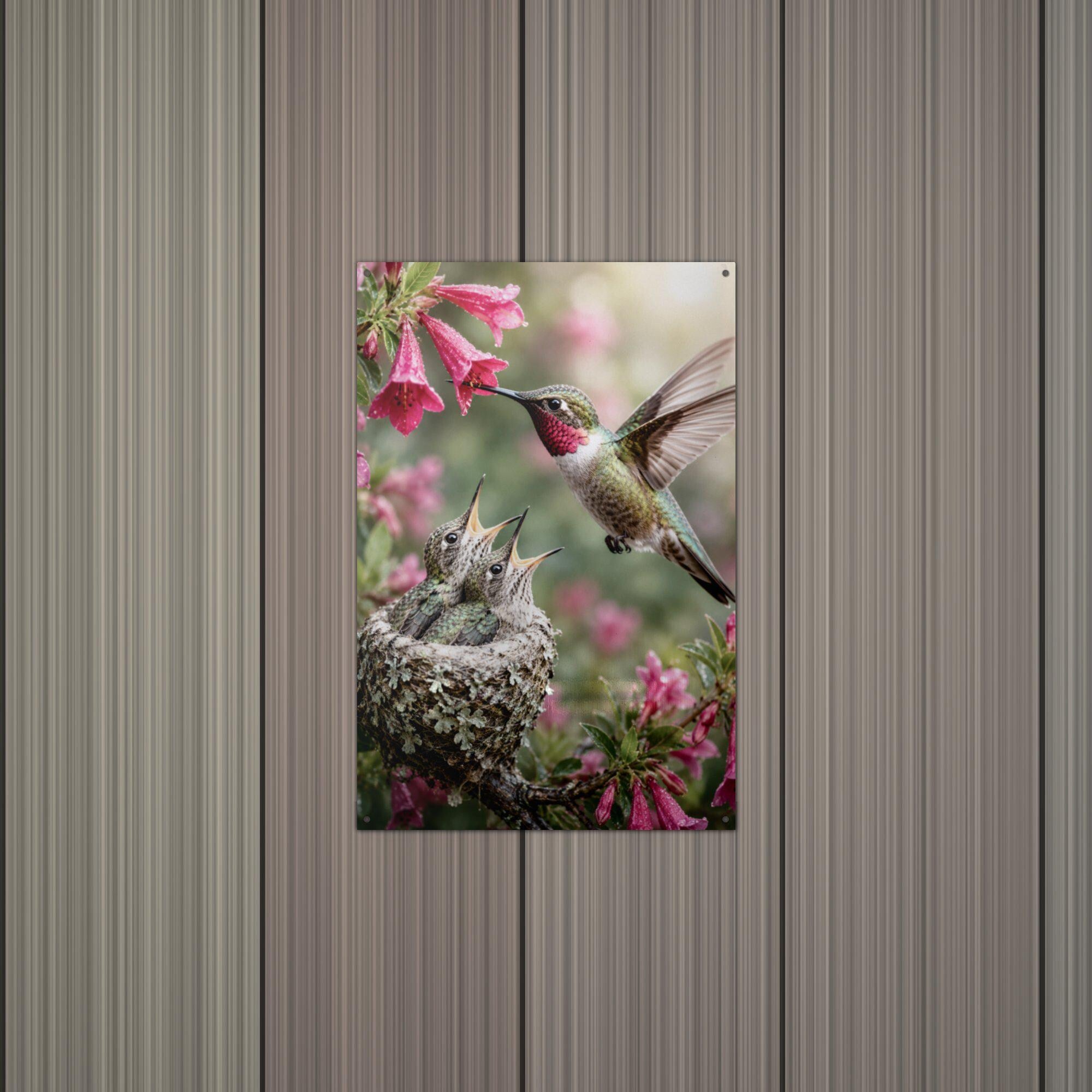 Hummingbird Nest Hummingbird Metal Sign Aluminum Sign — alternate angle