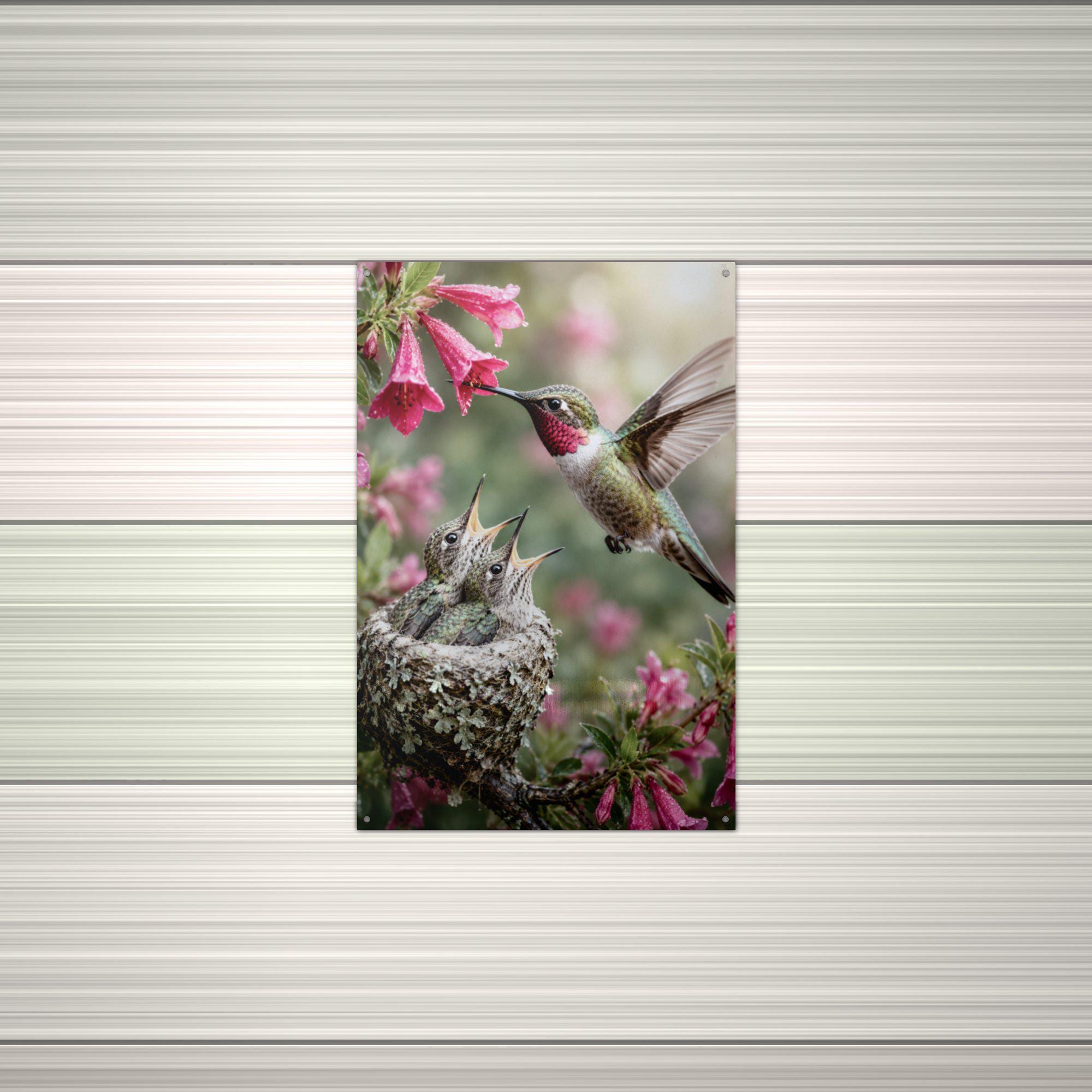 Hummingbird Nest Hummingbird Metal Sign Aluminum Sign — alternate angle