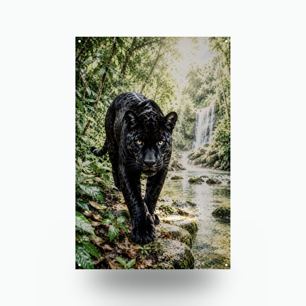 Black Panther Jungle Black Panther Metal Sign Aluminum Sign — front view on white background