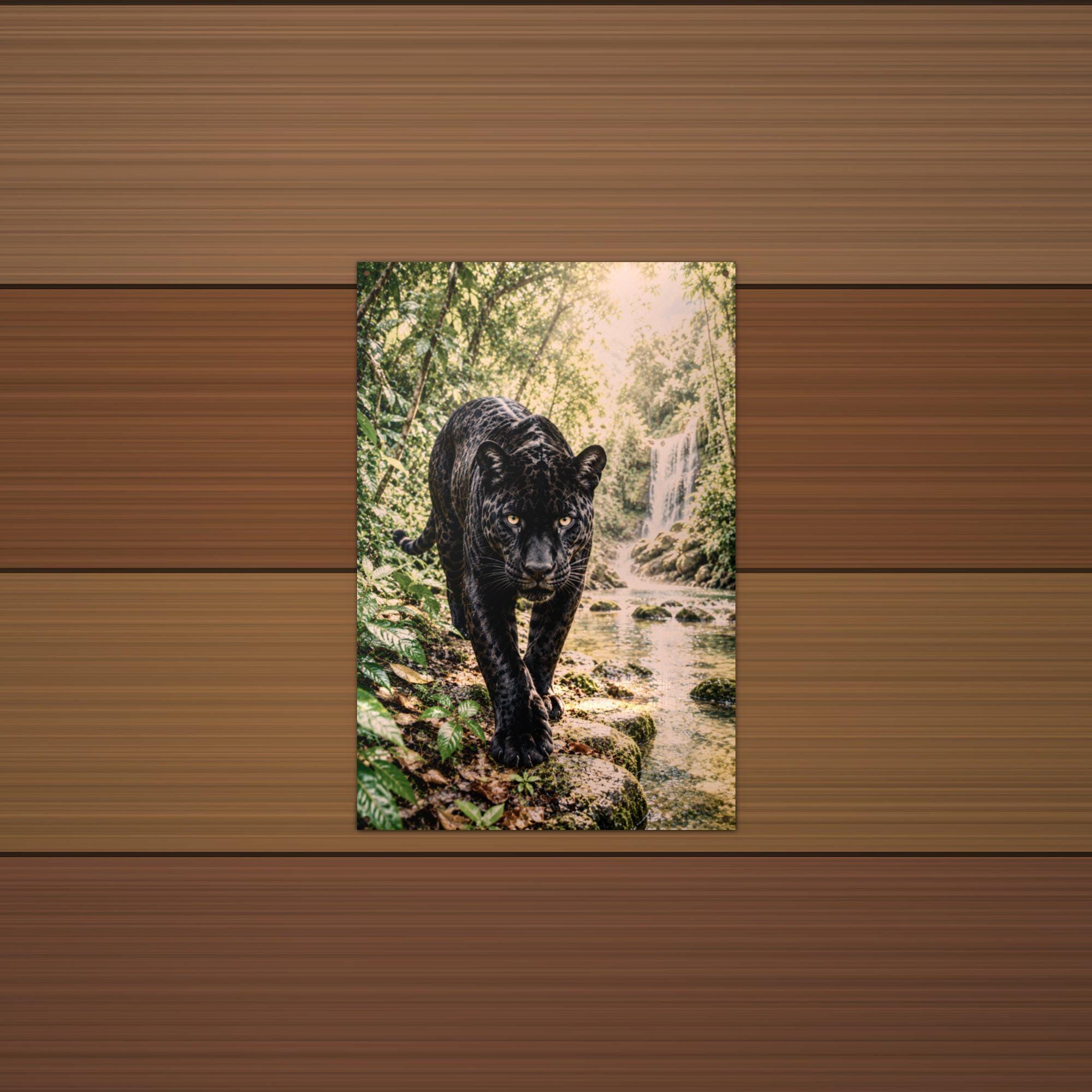 Black Panther Jungle Black Panther Metal Sign Aluminum Sign — lifestyle setting