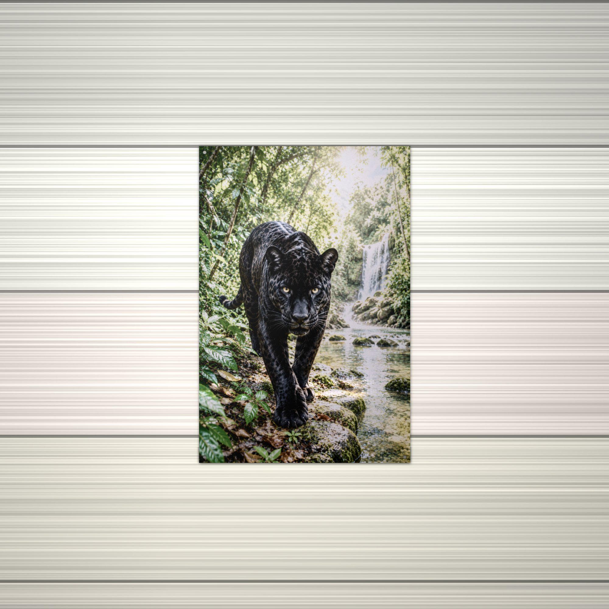 Black Panther Jungle Black Panther Metal Sign Aluminum Sign — alternate angle