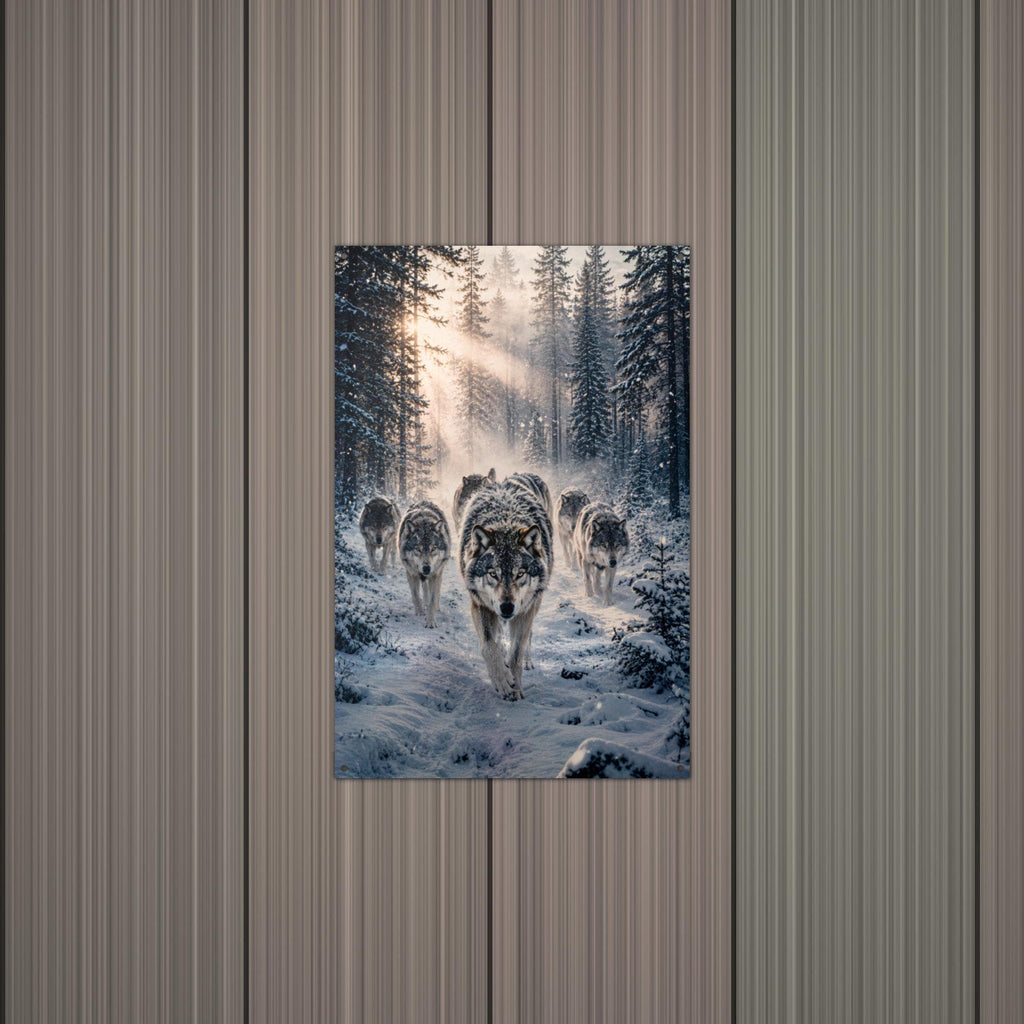 Wolf Pack Winter Wolf Metal Sign Aluminum Sign — alternate angle