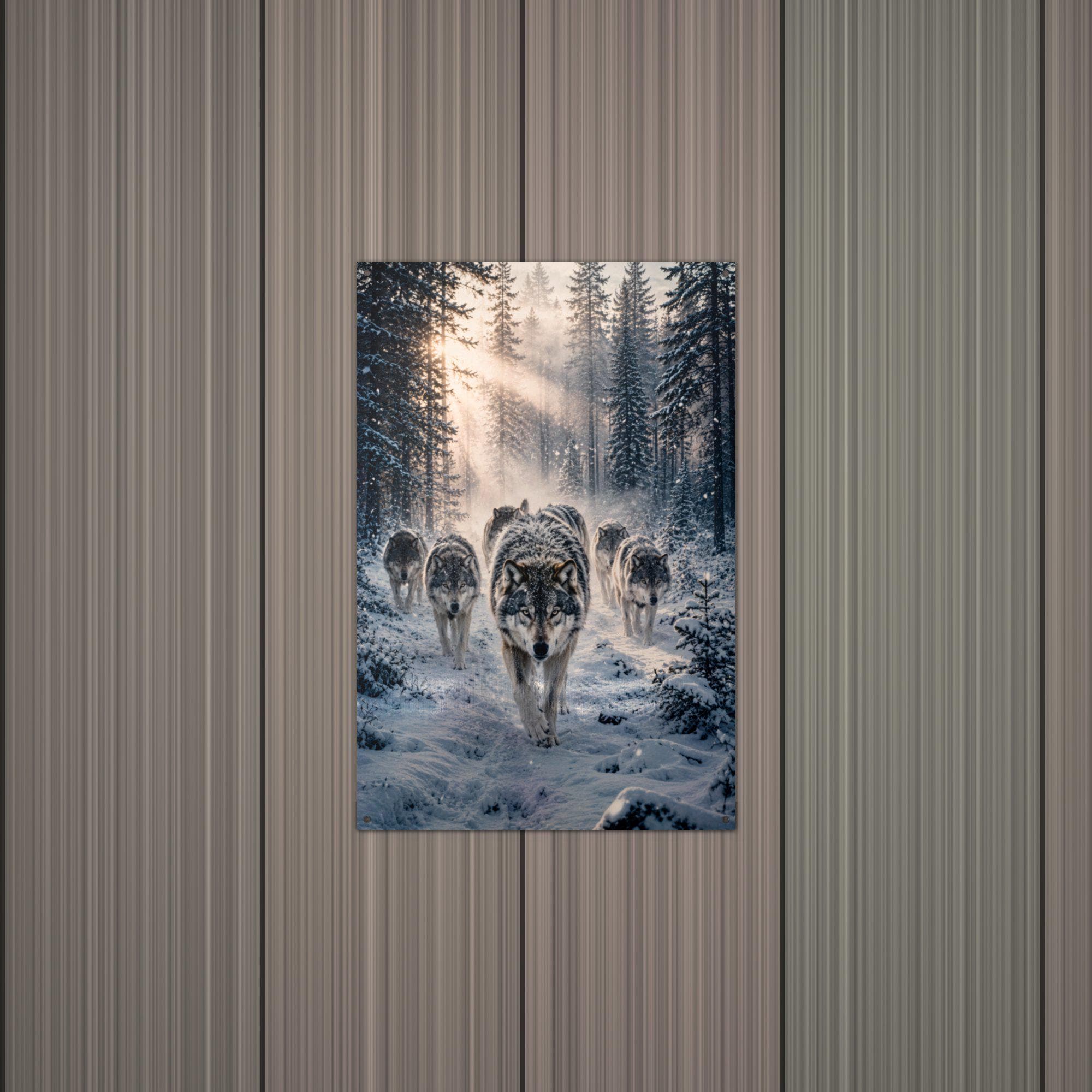 Wolf Pack Winter Wolf Metal Sign Aluminum Sign — alternate angle