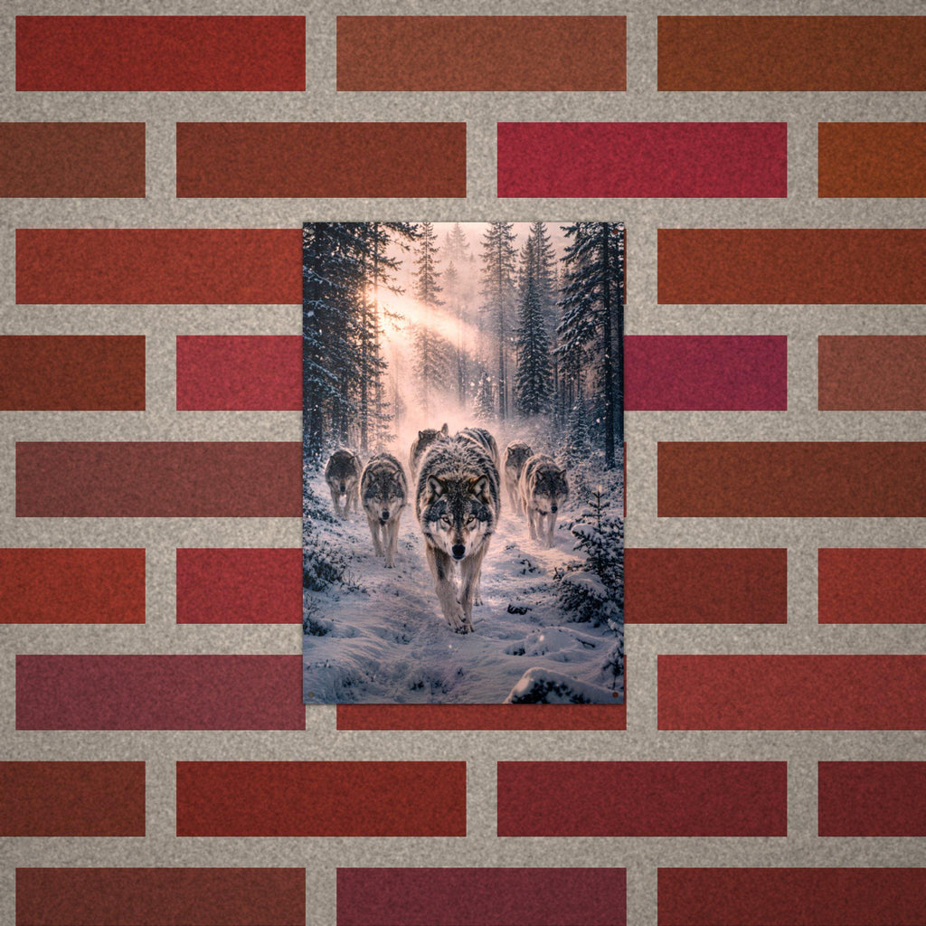 Wolf Pack Winter Wolf Metal Sign Aluminum Sign — alternate angle