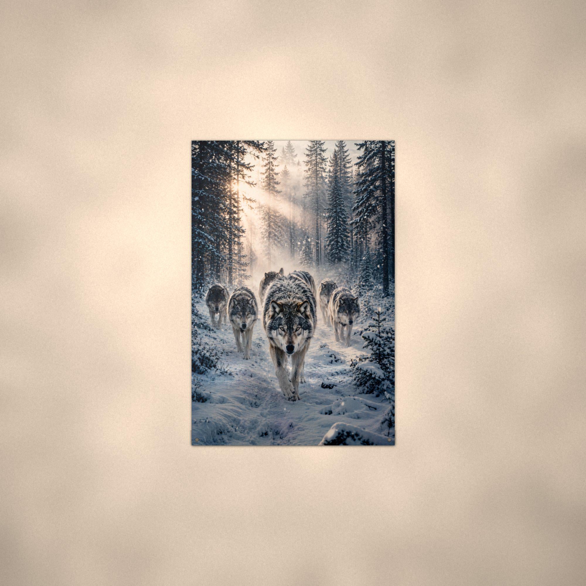Wolf Pack Winter Wolf Metal Sign Aluminum Sign — alternate angle