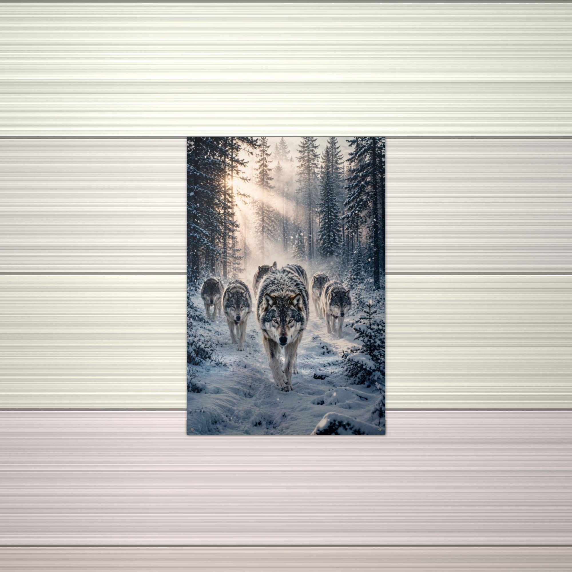 Wolf Pack Winter Wolf Metal Sign Aluminum Sign — alternate angle