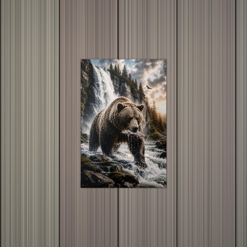 Salmon Run Grizzly Grizzly Metal Sign Aluminum Sign — alternate angle