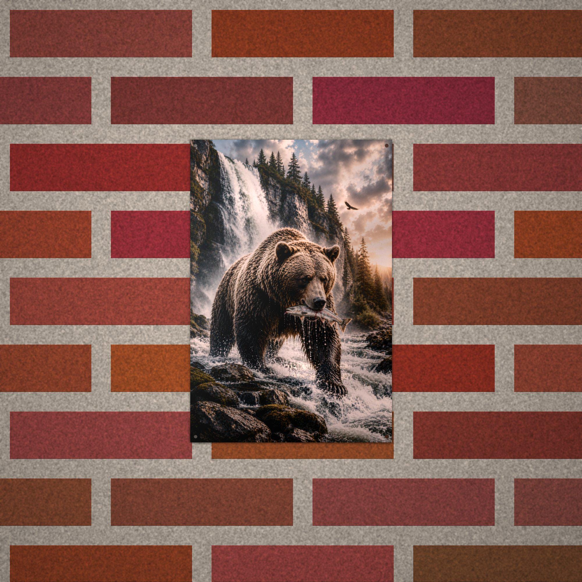 Salmon Run Grizzly Grizzly Metal Sign Aluminum Sign — alternate angle