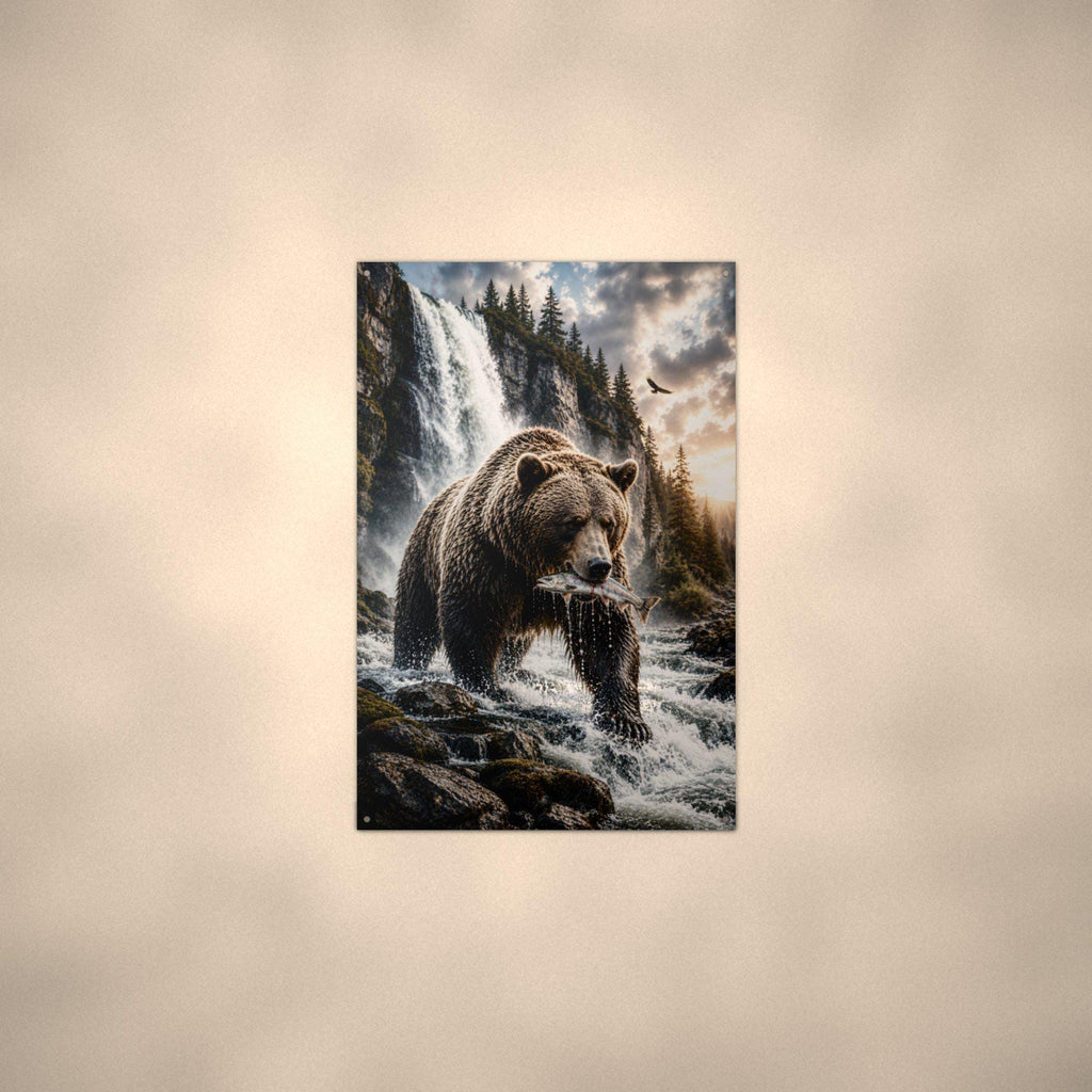 Salmon Run Grizzly Grizzly Metal Sign Aluminum Sign — alternate angle