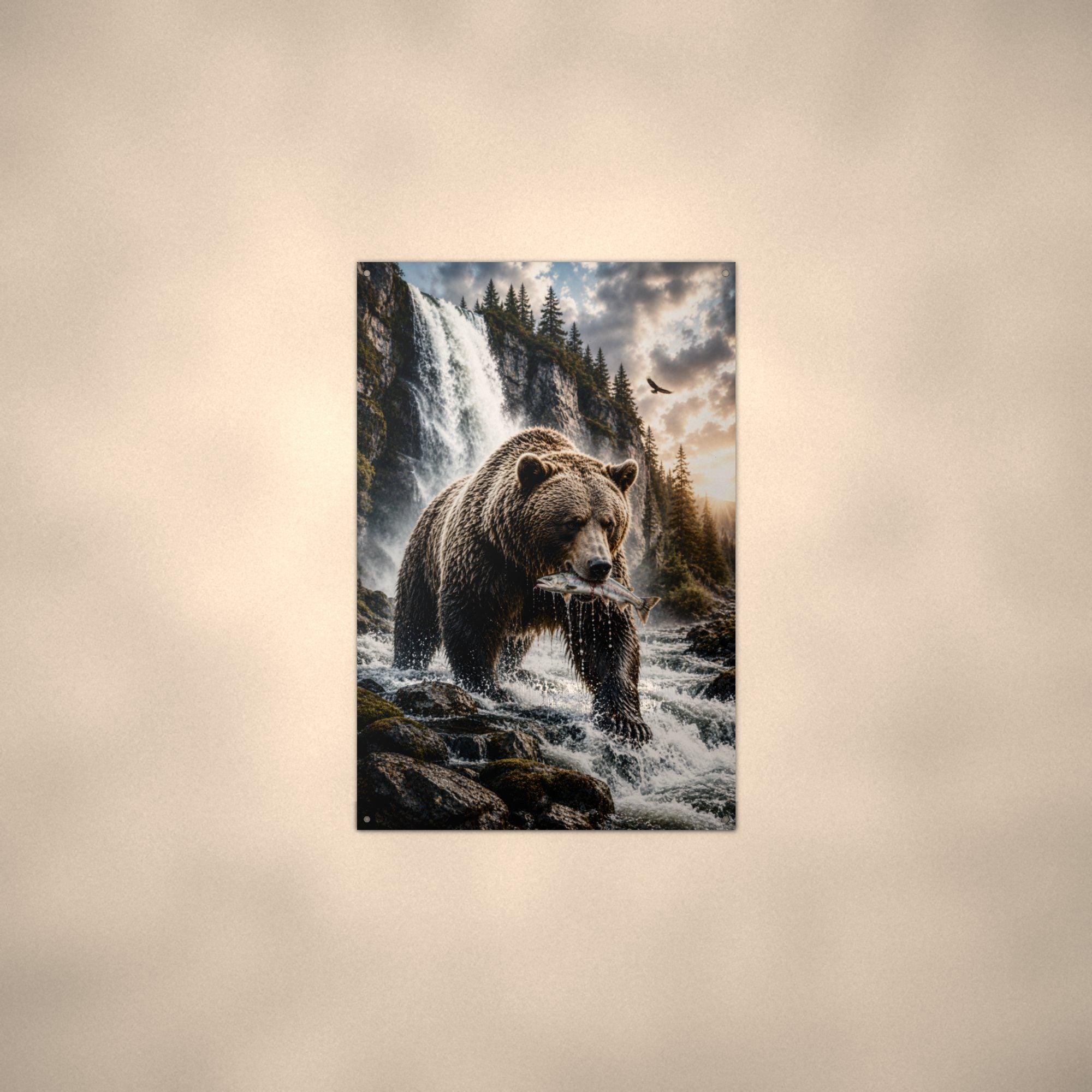 Salmon Run Grizzly Grizzly Metal Sign Aluminum Sign — alternate angle