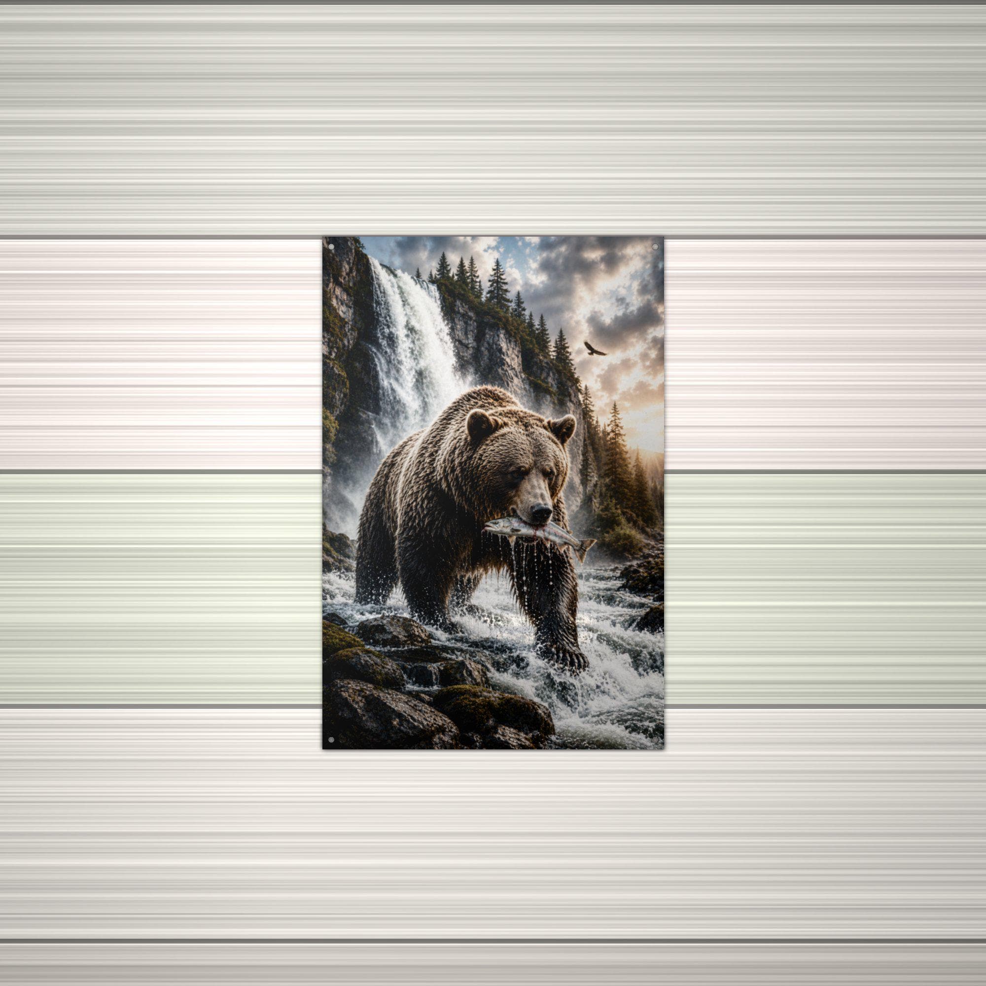 Salmon Run Grizzly Grizzly Metal Sign Aluminum Sign — alternate angle