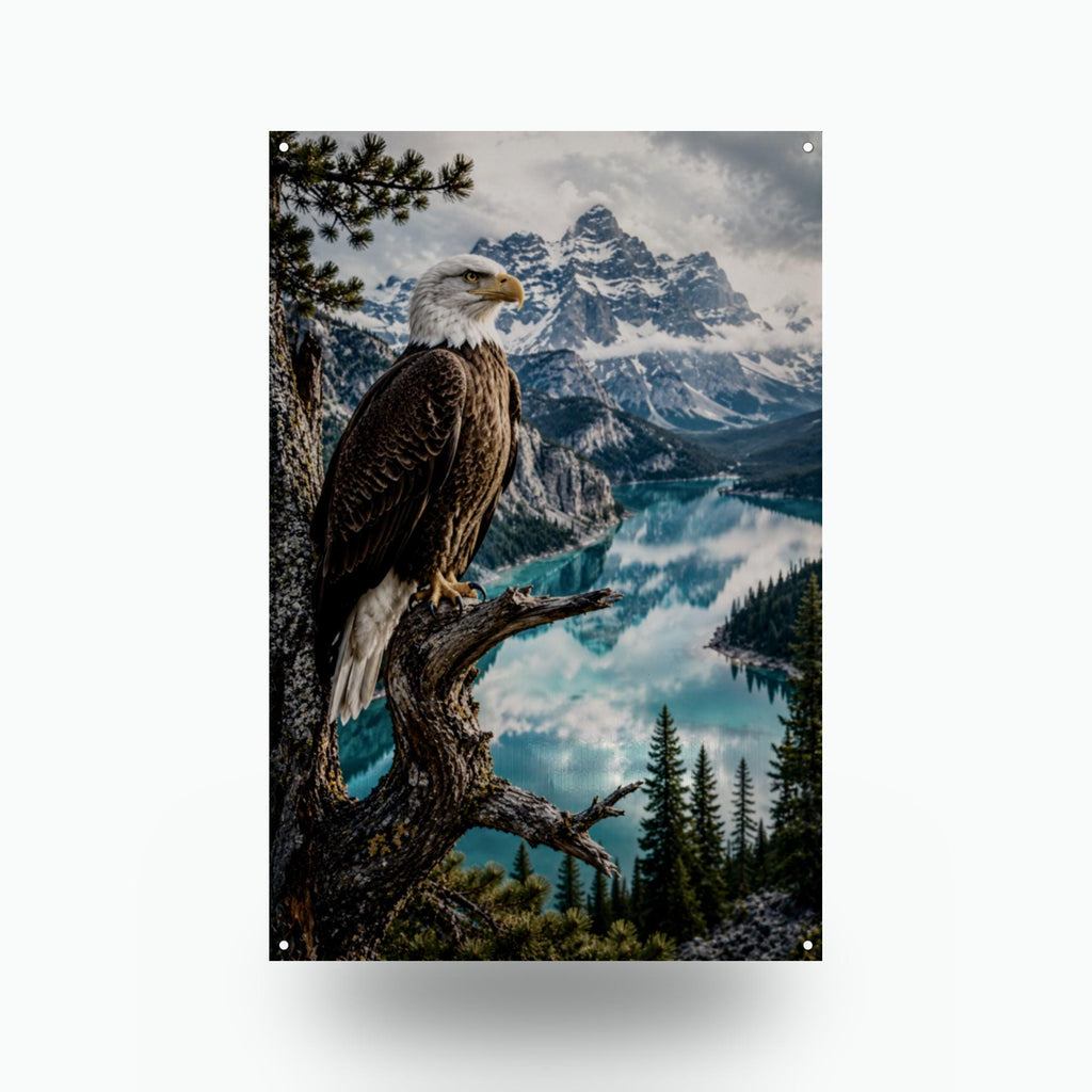 Bald Eagle Lake Overlook Bald Eagle Metal Sig Aluminum Sign — front view on white background