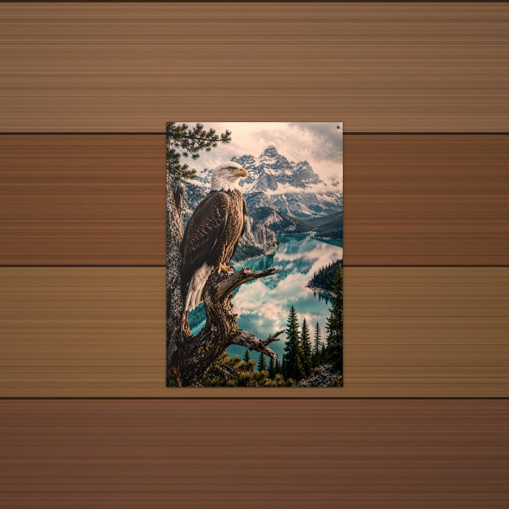 Bald Eagle Lake Overlook Bald Eagle Metal Sig Aluminum Sign — lifestyle setting