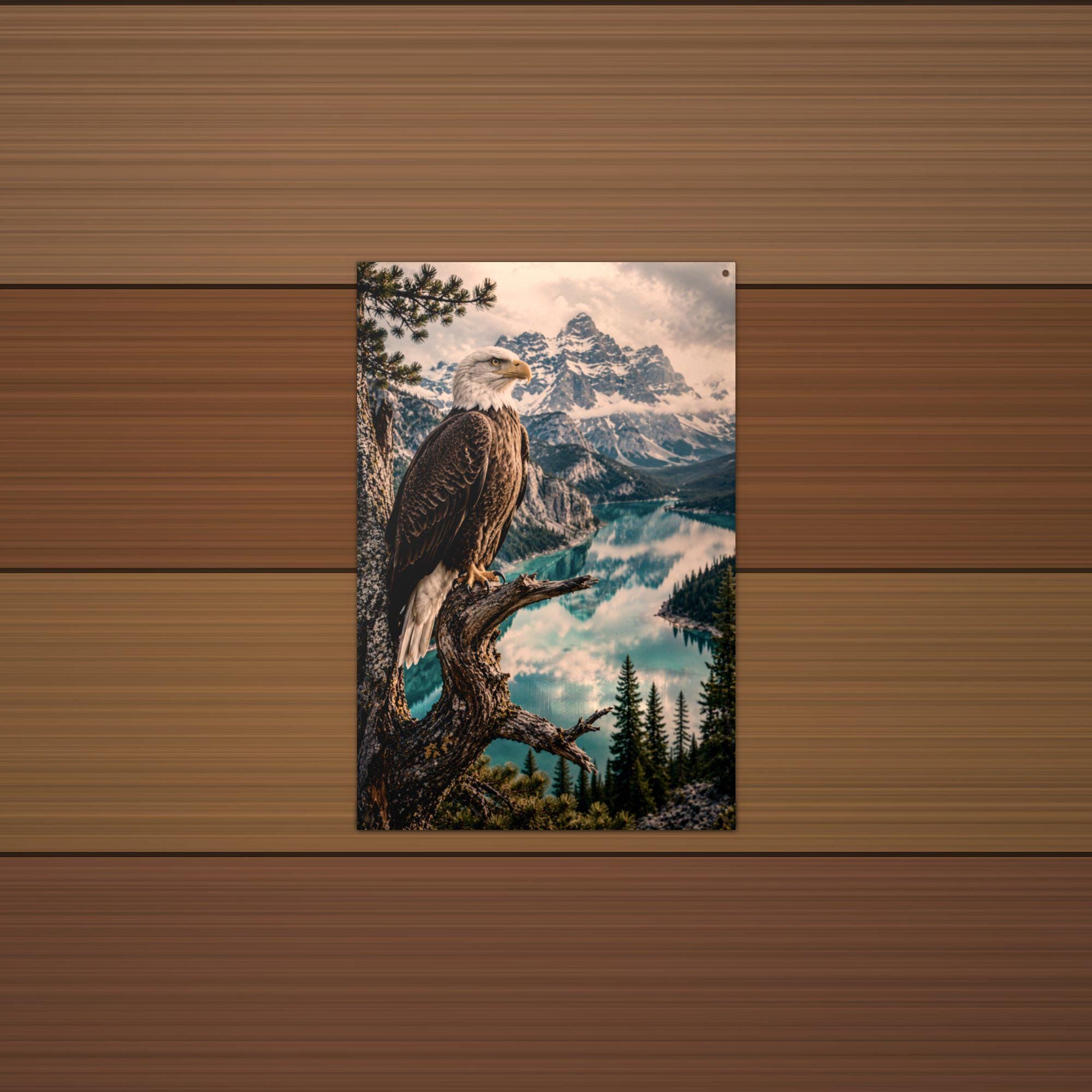 Bald Eagle Lake Overlook Bald Eagle Metal Sig Aluminum Sign — lifestyle setting