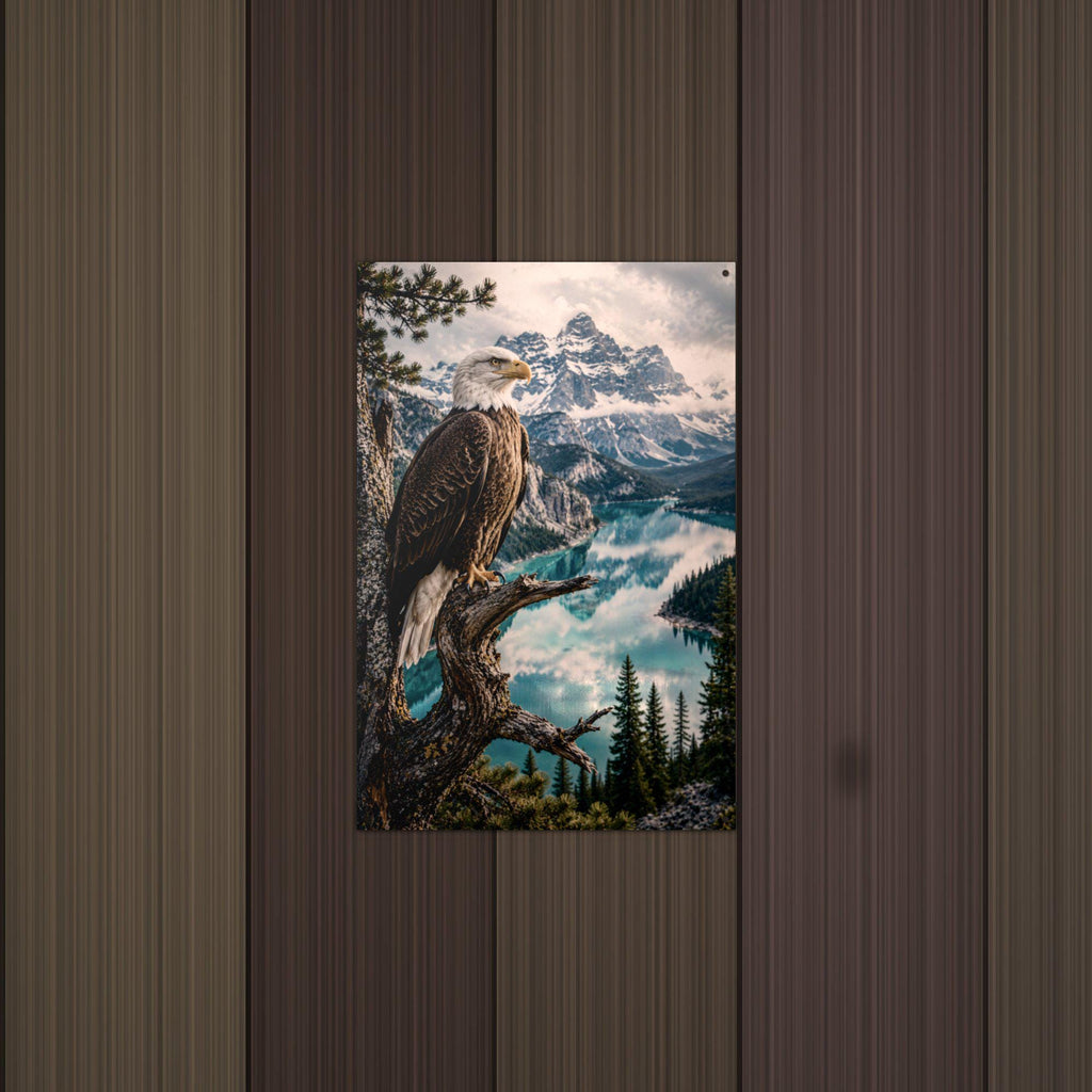 Bald Eagle Lake Overlook Bald Eagle Metal Sig Aluminum Sign — detail view