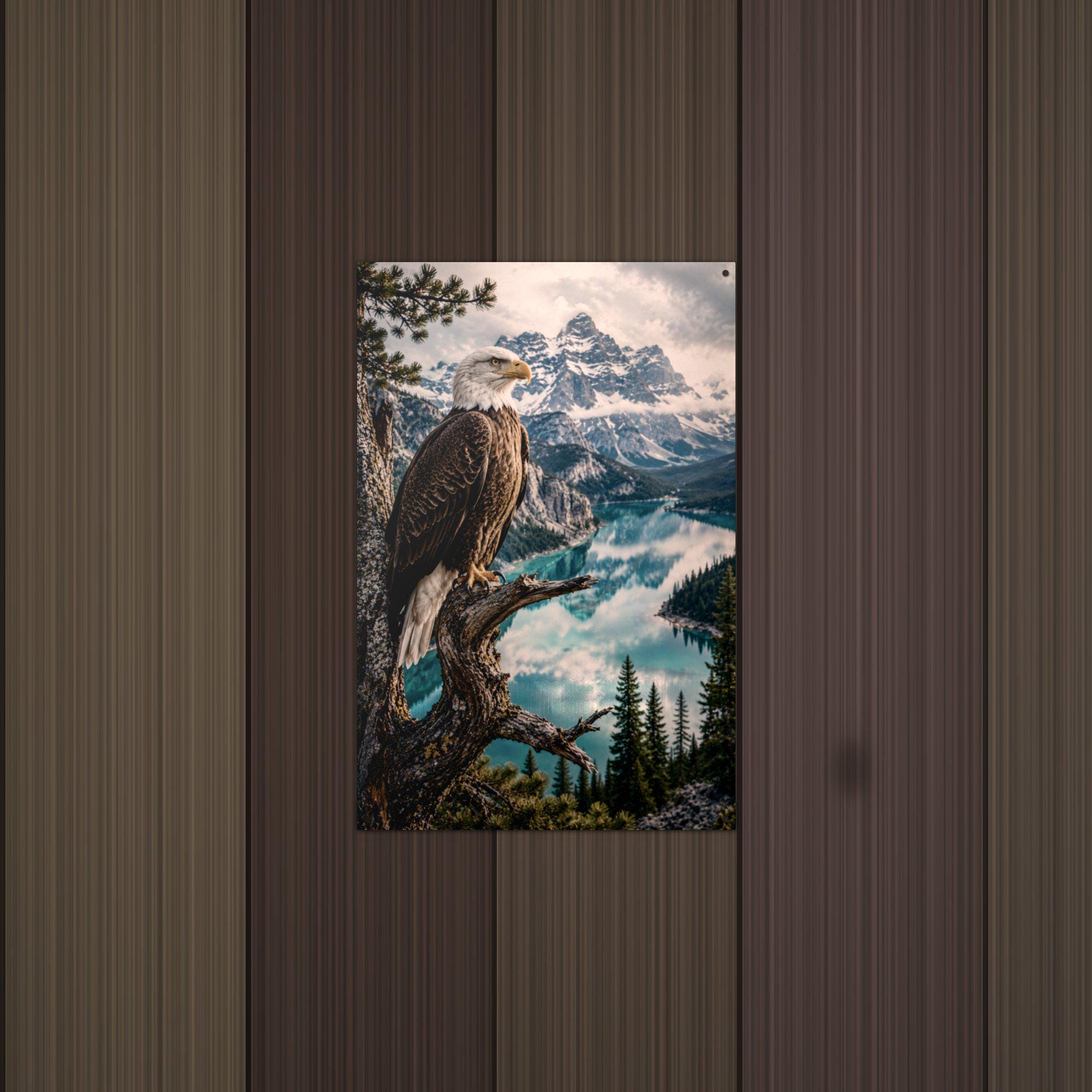 Bald Eagle Lake Overlook Bald Eagle Metal Sig Aluminum Sign — detail view