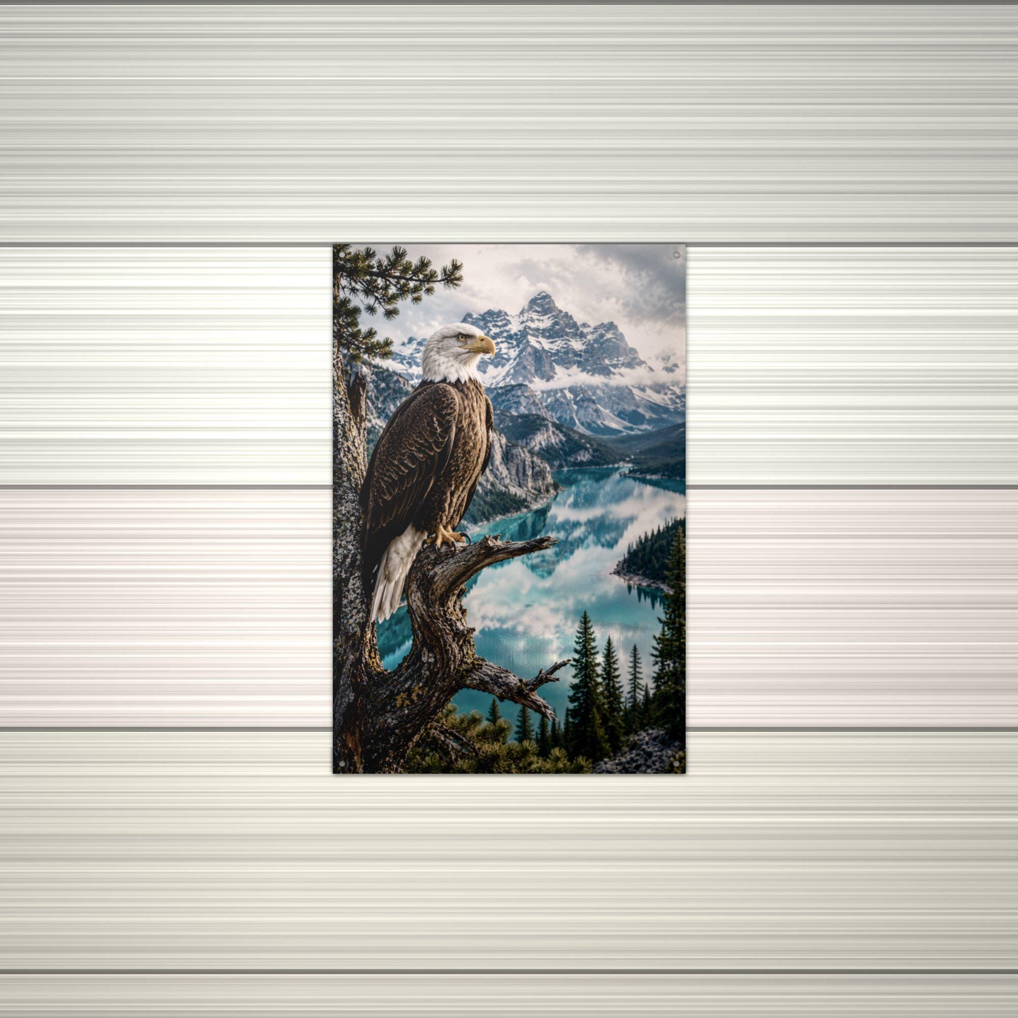 Bald Eagle Lake Overlook Bald Eagle Metal Sig Aluminum Sign — alternate angle