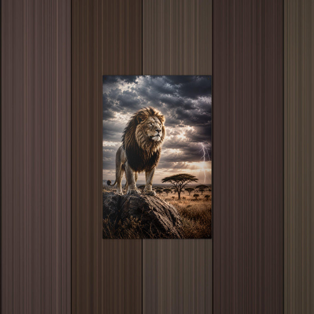 Storm Lion Lion Metal Sign Aluminum Sign — detail view