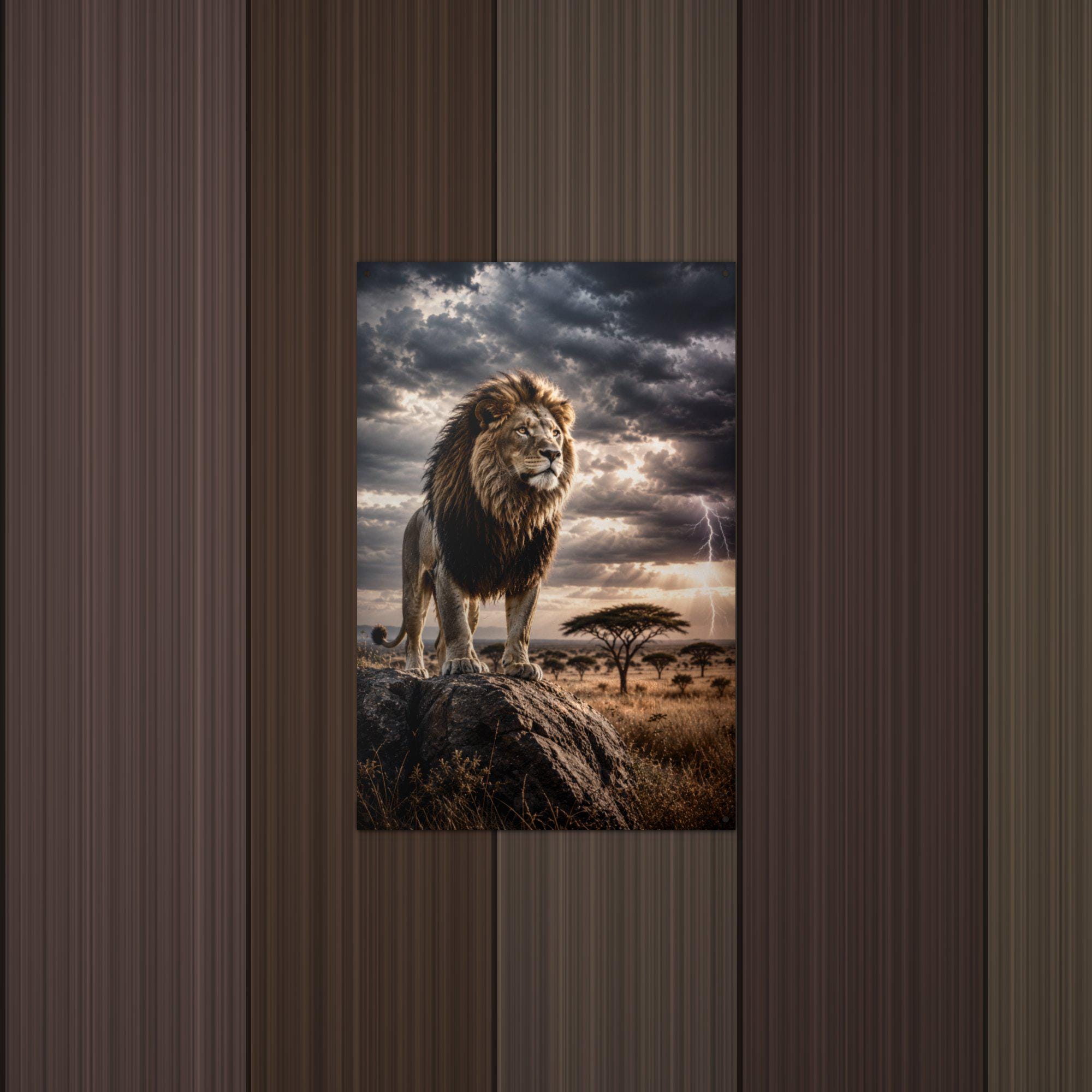 Storm Lion Lion Metal Sign Aluminum Sign — detail view
