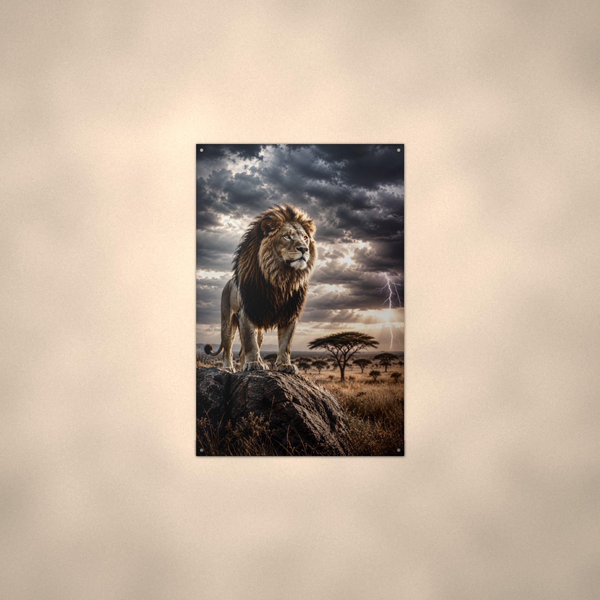 Storm Lion Lion Metal Sign Aluminum Sign — alternate angle