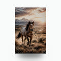 Sunset Stallion Stallion Metal Sign Aluminum Sign — front view on white background