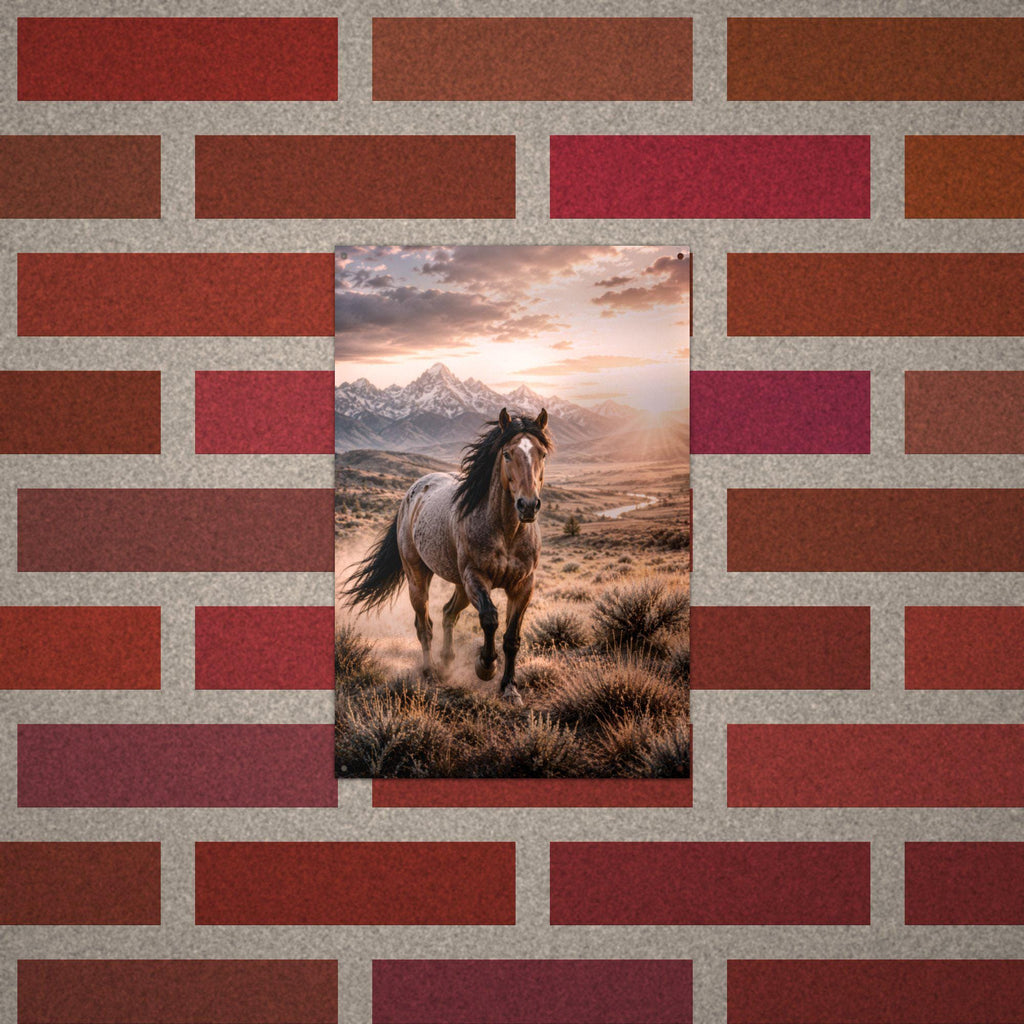 Sunset Stallion Stallion Metal Sign Aluminum Sign — alternate angle