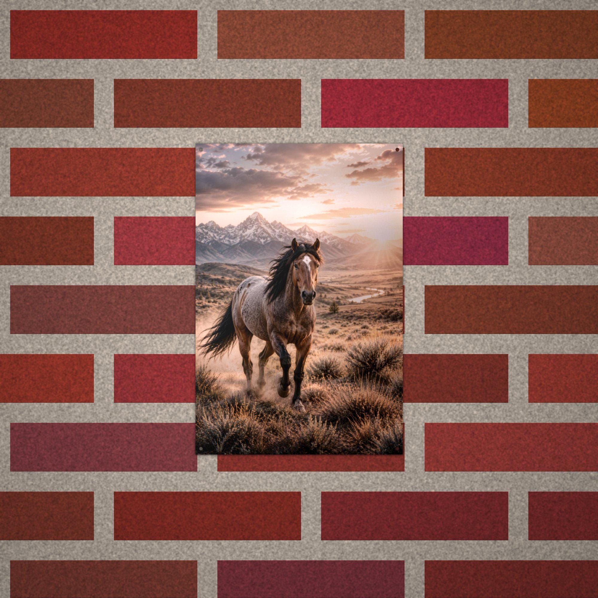 Sunset Stallion Stallion Metal Sign Aluminum Sign — alternate angle
