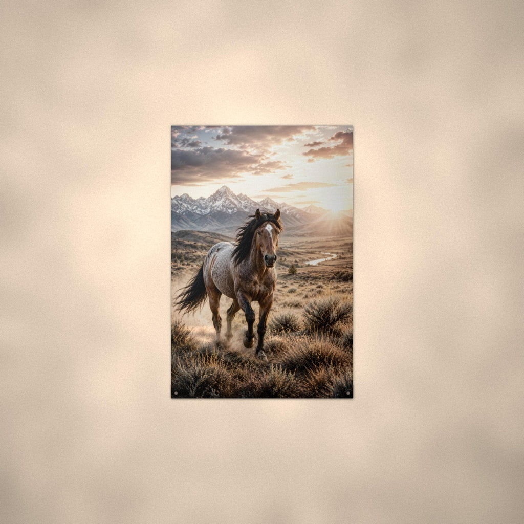 Sunset Stallion Stallion Metal Sign Aluminum Sign — alternate angle