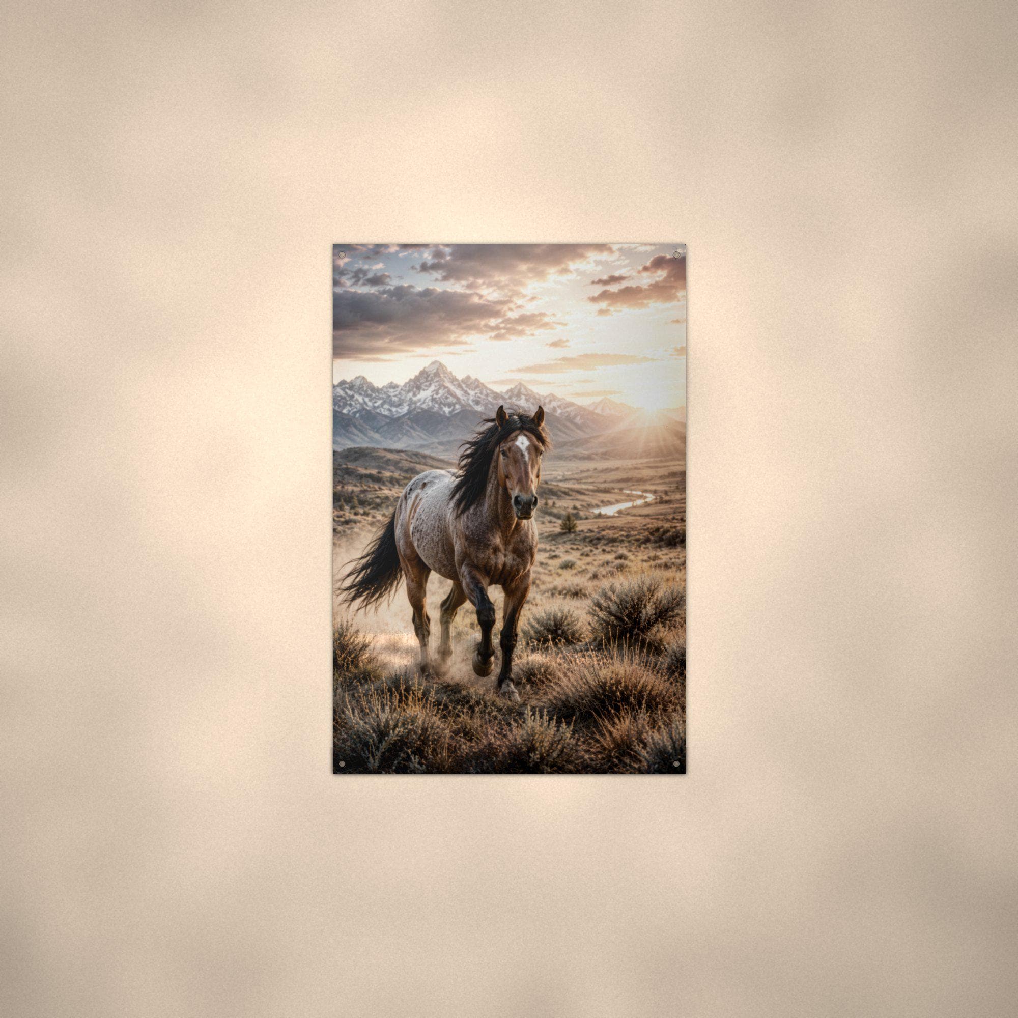 Sunset Stallion Stallion Metal Sign Aluminum Sign — alternate angle