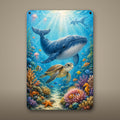 Humpback Whale and Sea Turtle Aluminum Sign Aluminum Sign — front view on white background