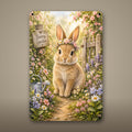 Garden Bunny Aluminum Sign Metal Garden Stake — front view on white background