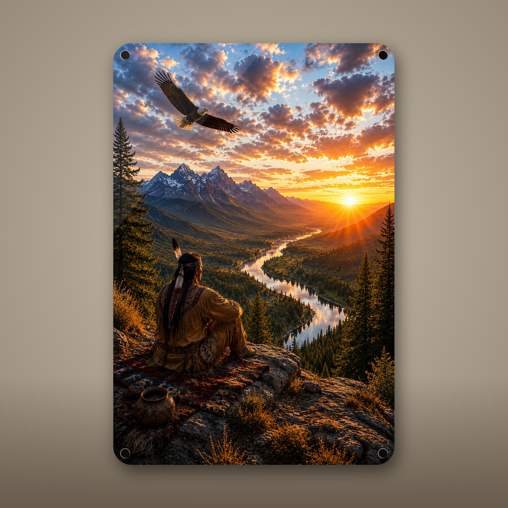Eagle Canyon Sunrise Aluminum Sign Aluminum Sign — front view on white background
