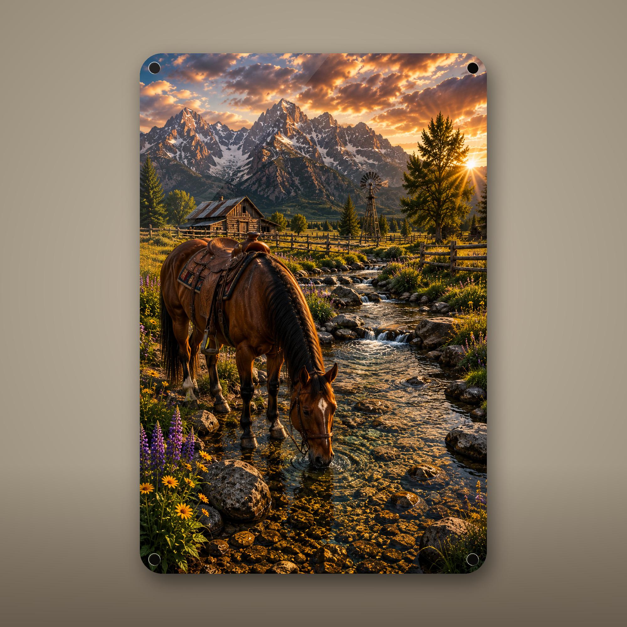 Saddle Horse Creek Aluminum Sign Aluminum Sign — front view on white background