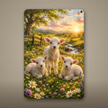 Lambs in Meadow Aluminum Sign Aluminum Sign — front view on white background