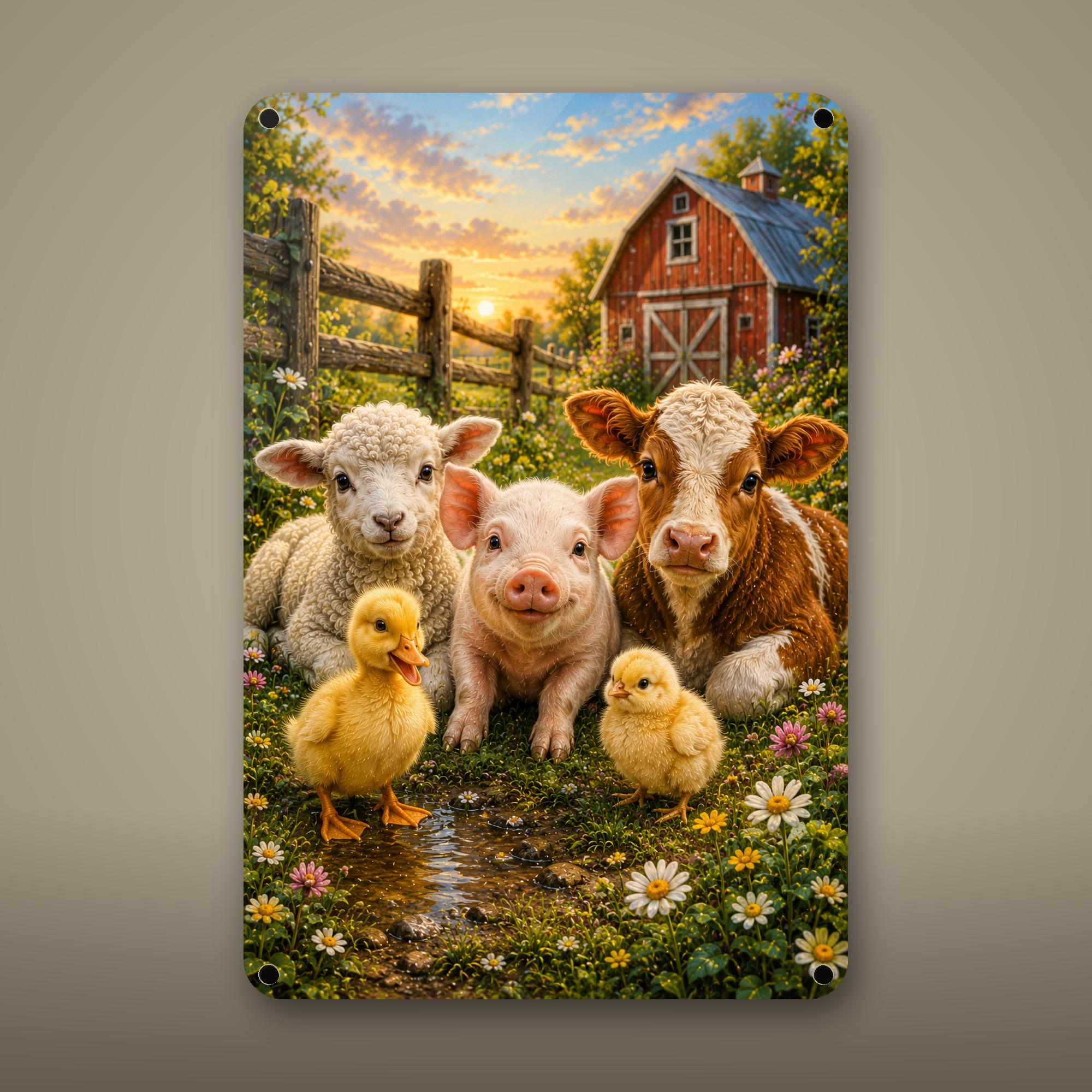 Farm Animal Friends Aluminum Sign Aluminum Sign — front view on white background