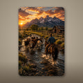 River Cattle Drive Aluminum Sign Aluminum Sign — front view on white background