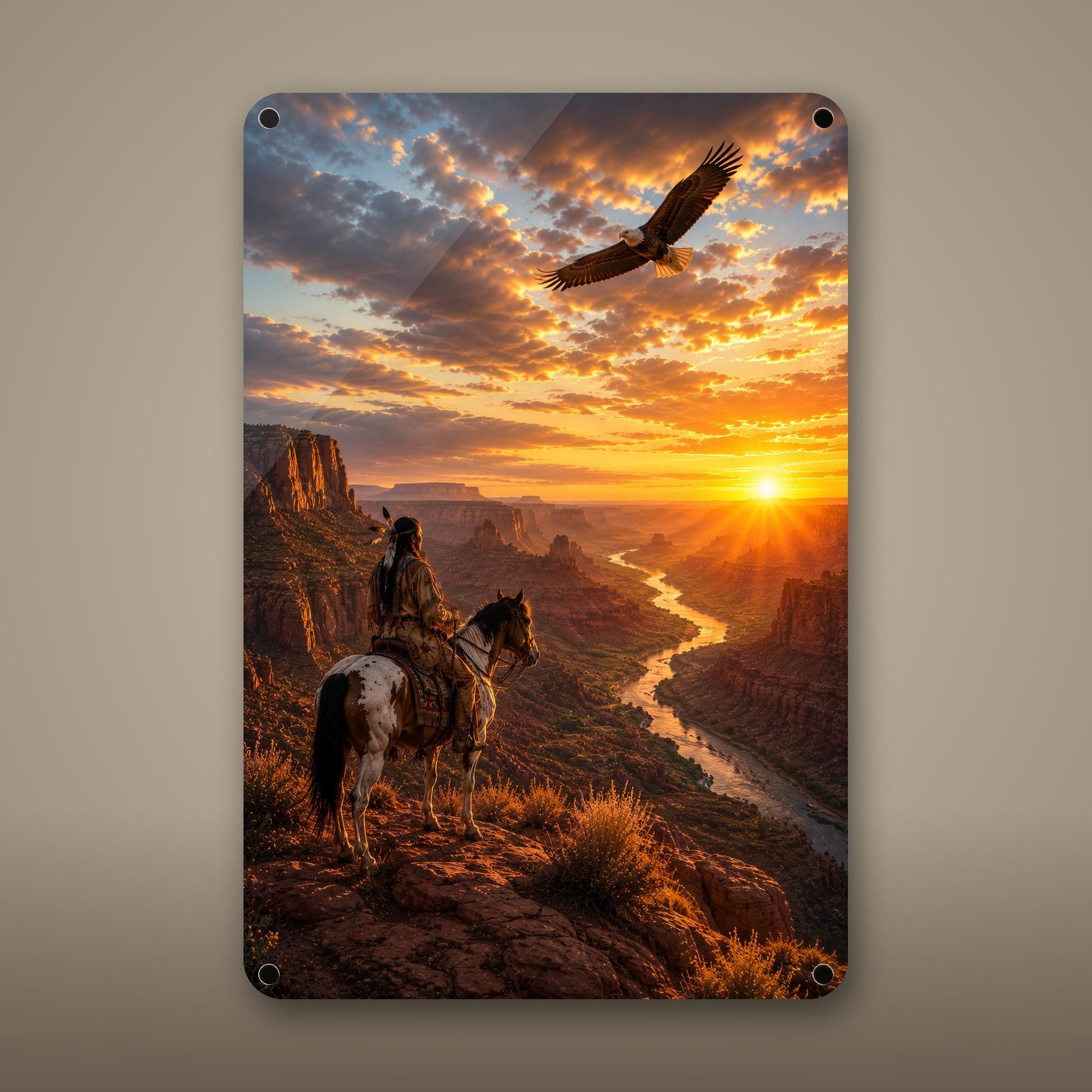 Eagle Canyon Sunset Aluminum Sign Aluminum Sign — front view on white background