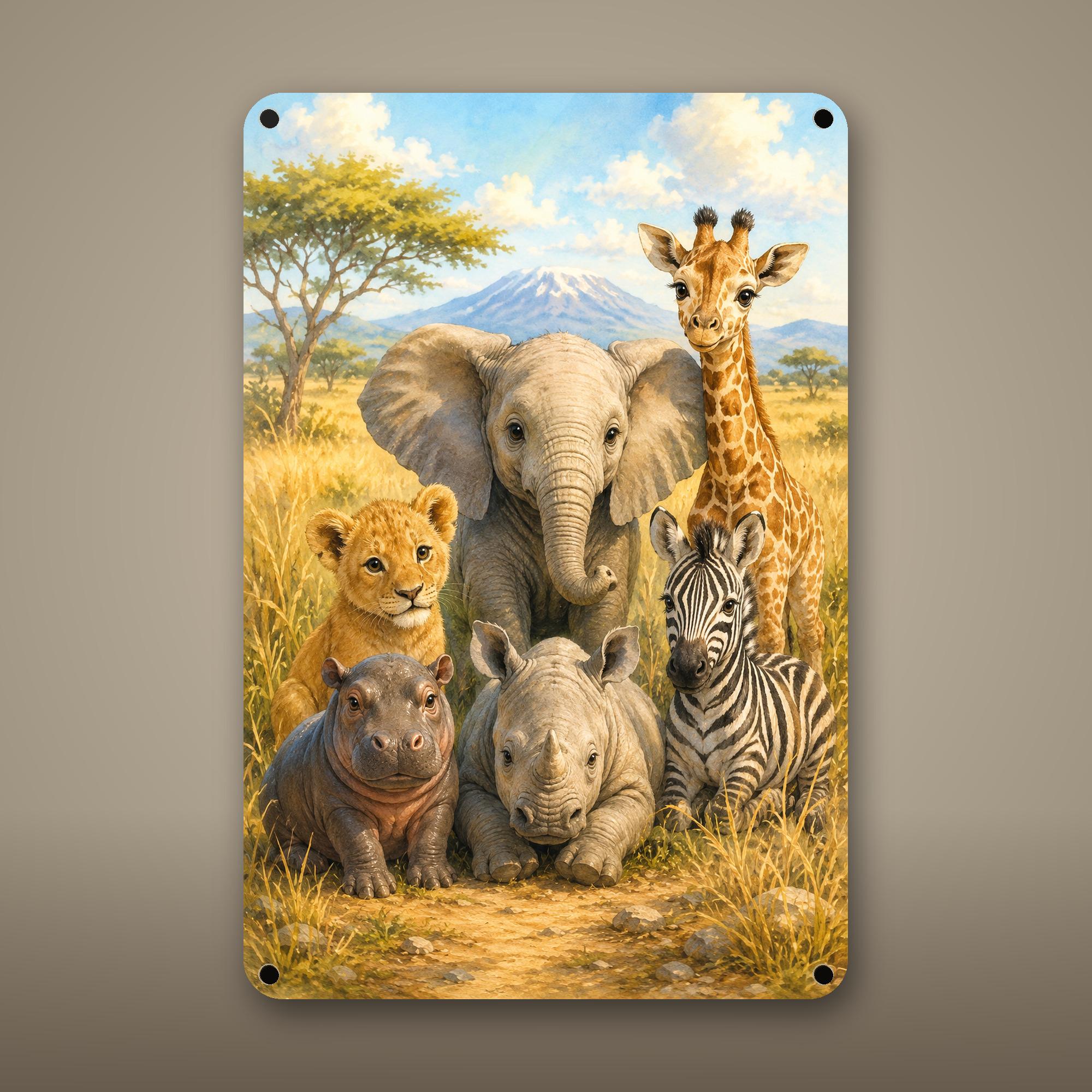 Safari Family Aluminum Sign Aluminum Sign — front view on white background