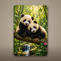 Panda Pair Aluminum Sign Aluminum Sign — front view on white background