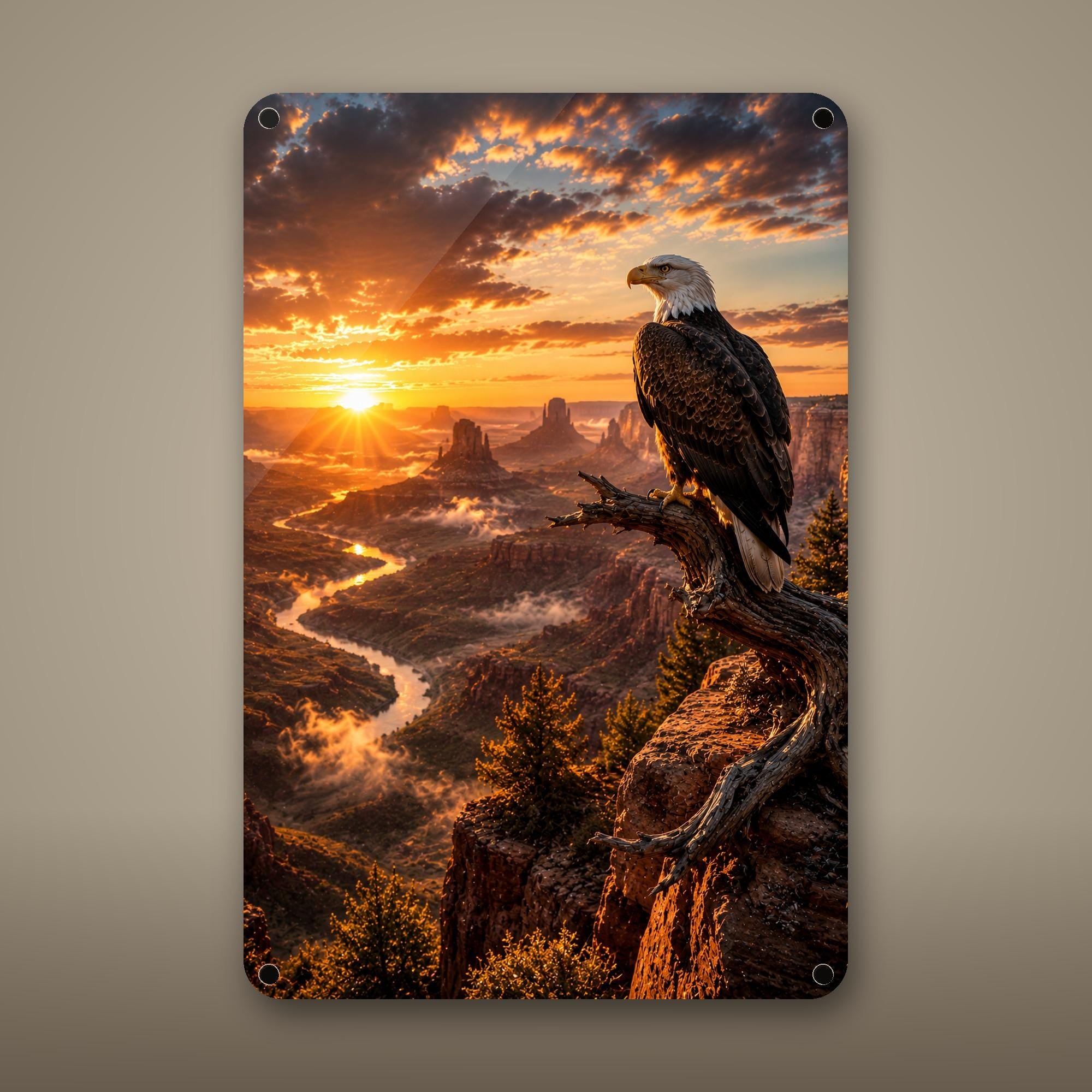 Bald Eagle River (Bird) Aluminum Sign Aluminum Sign — front view on white background