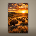 Bison Herd Sunset Aluminum Sign Aluminum Sign — front view on white background