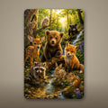 Woodland Animal Gathering Aluminum Sign Aluminum Sign — front view on white background