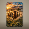 Horse Herd Morning Aluminum Sign Aluminum Sign — front view on white background