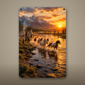Cattle Drive Sunset Aluminum Sign Aluminum Sign — front view on white background