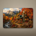 Autumn Creek Cabin Aluminum Sign Aluminum Sign — front view on white background