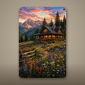 Mountain Cabin Wildflowers Aluminum Sign Aluminum Sign — front view on white background