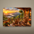 Lakeside Porch Sunset Aluminum Sign Aluminum Sign — front view on white background