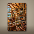 Rustic Cabin Interior Aluminum Sign Aluminum Sign — front view on white background